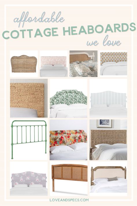 Headboard ideas galore! We're sharing all of our very favorite, budget-friendly, unique cottage style headboards, from upholstered to rustic to wooden to metal to seagrass & more! All of these affordable beauties are perfect for creating that cozy, cottage bedroom vibe & serve as an easy, cheap way to instantly upgrade your sleep space in a big way! Cottage Style Headboards, Cottage Headboard Ideas, Beach House Headboard Ideas, Lake House Headboard Ideas, Coastal Bedroom Headboard, Beachy Headboard Ideas, Beach House Headboard, Beach Headboard Ideas, Coastal Headboard Ideas