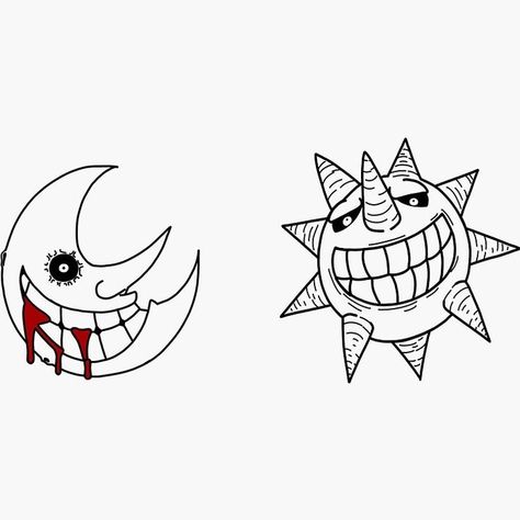 Soul Eater Flash Tattoo, Simple Soul Eater Tattoos, Moon Designs Drawing, Sun And Moon Soul Eater Tattoo, Soul Eater Tattoo Stencil, Soul Eater Drawings Easy, Jjba Tattoo Ideas Simple, Soul Eater Sun Tattoo, Simple Tattoos Anime