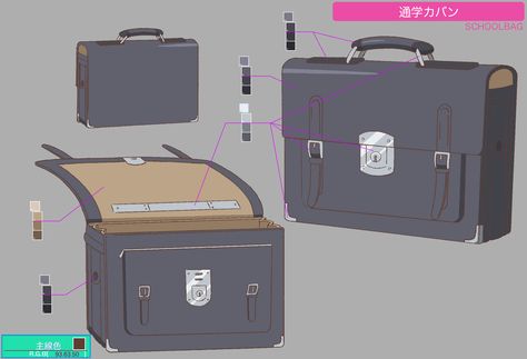 School Briefcase, Japanese School Bag, Backpack Drawing, Backpack Art, Anime Reference, Anime Tutorial, Props Art, Body Base Drawing, Drawing Bag