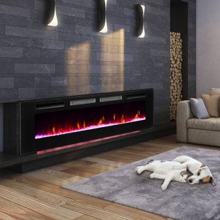 Real Fireplace, Fireplace Walls, Led Colours, Fireplace Black, Electric Screen, Wall Mounted Electric Fireplace, Mounted Electric Fireplace, Floating Fireplace, Flame Colors