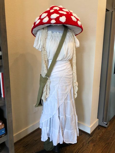 Fantasia Inspired Boho Toadstool Mushroom Costume – Red Shoes. Red Wine. Fairy Wings White, Mushroom Clothing, Mushroom Outfit, Mushroom Costume, Iridescent Butterfly, Lights Festival, Winter Lights, Toadstool Mushroom, Ren Faire Costume