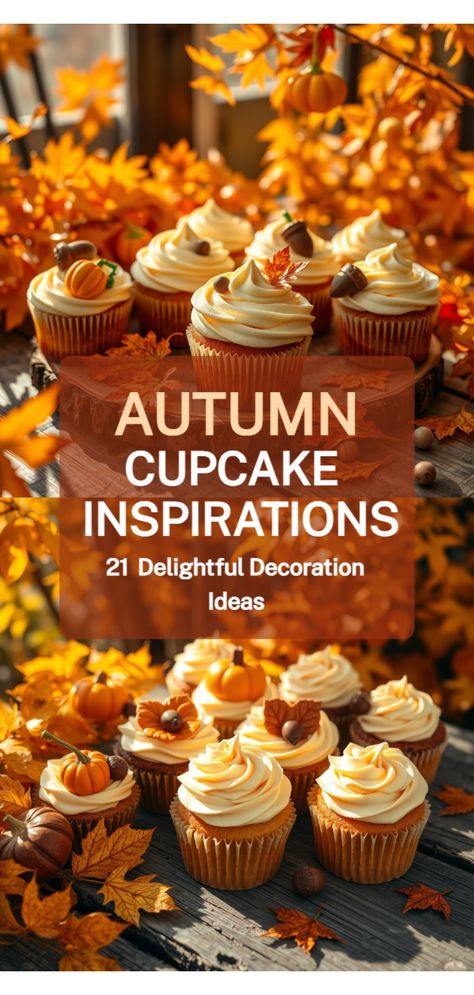 fall cupcake decoration ideas Fall Wedding Cupcakes Ideas, Fall Cupcakes Decoration, Cupcake Decoration Ideas, Fall Desserts Table, Pecan Pie Cupcakes, Mason Jar Cupcakes, Dried Apple Rings, Fall Wedding Cupcakes, Churro Cupcakes