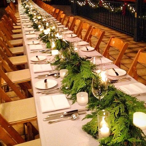 Image result for christmas centerpiece pine cedar Garland Table Runner, Wedding Table Garland, Bridal Shower Table Decorations, Cedar Table, Kings Table, Winter Garland, Table Garland, Rustic Winter Wedding, Bridal Shower Tables