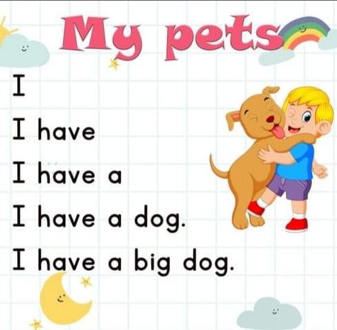 Easy English reading my pet worksheet. reading  activity for  kindergarten, preschool and beginners Basic Reading For Kindergarten, Pet Worksheet, English Kindergarten, Reading Sentences, Activity For Kindergarten, Preschool Prep, Esl Reading, Cvc Words Kindergarten, Life Skills Lessons