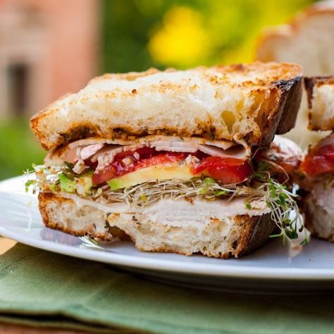 Turkey Avocado Sandwich, Sprout Sandwich, Turkey Avocado, Pesto Sandwich, Turkey Sandwich, Alfalfa Sprouts, Avocado Sandwich, Tomato Pesto, Eat Lunch