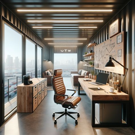 Workplace Design Office, Shipping Container Workshop, Office Container, Home Design Exterior, Modern Cottage Homes, Container House Interior, Shipping Container Office, Home Designs Exterior, Exterior Home Design