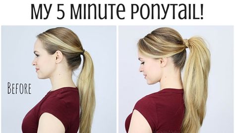 Beauty Hack 5 Minute Ponytail Trick to Volume Up Your Hair #Hairstyle, #Trick Big Cornrows, Ponytail Trick, Lazy Girl Hairstyles, Low Ponytail Hairstyles, Perfect Ponytail, Asymmetrical Hairstyles, Shoulder Hair, Daily Hairstyles, Funky Hairstyles