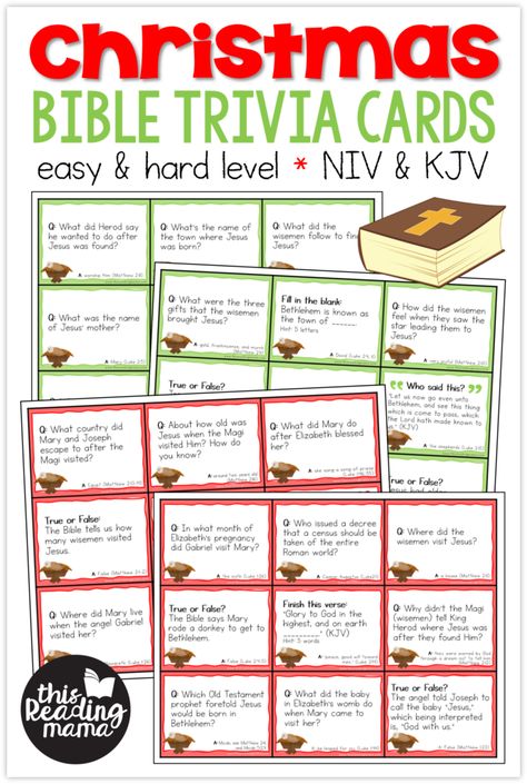 Christmas Bible Trivia Cards - This Reading Mama Christmas Games Free Printable, Christmas Games Free, Christmas Bible Trivia, Christmas Bible Study, Christian Christmas Games, Bible Trivia, Christmas Trivia, Christmas Bible, Bible Printables