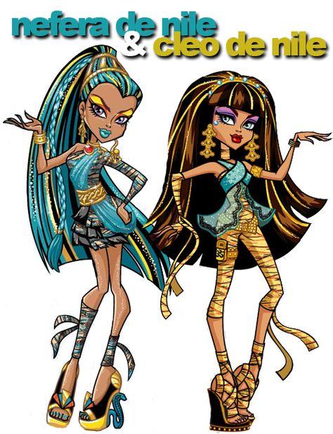 Cleo and Nefera de Nile Nefera De Nile, Monster High Cleo, Monster High Pictures, Monster High Art, Monster High Characters, Cosplay Props, High Art, Art Inspiration Painting, Pretty Dolls