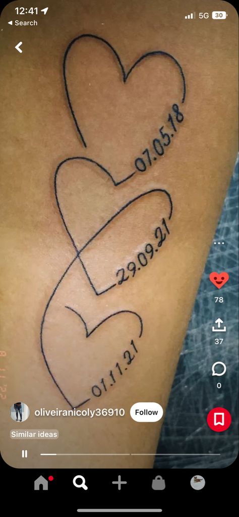 4 Dates Tattoo, Tattoo Ideas With Birthdates, Heart Birthdate Tattoo, Siblings Birthday Tattoos, Heart Tattoo With Birthdates, Tattoos Of Birthdates, Infinity Tattoo Birthdate, Tattoo For My Siblings, Auntie Tattoos Ideas Nephew