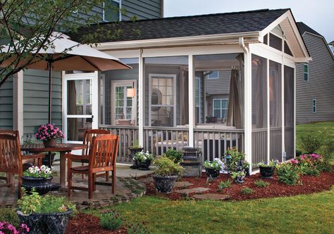 Screened In Porch Ideas | Screen Porch Photo Gallery Magnolia Warbler, Screen Porch Systems, Stone Patio Designs, Porch Design Ideas, Screened Porch Designs, Screened Porches, Sunroom Addition, Porch Addition, Covered Patios