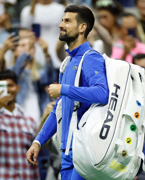 Shop Novak's tennis bag collection and more at Do It Tennis! In this picture, Novak is carrying the Head Pro X 12R XL Tennis Bag (Corduroy White/Black). Yonex Tennis, Head Tennis, Pro Tennis, Tennis Bags, Tennis Bag, Bag Collection, Tennis Players, The Head, Do It