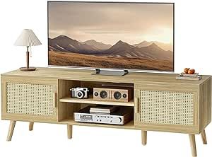 Rattan Tv Console, Boho Tv Stand, Boho Tv, 55 Inch Tv Stand, 55 Inch Tv, Tv Console Table, Console Tv, Natural Living Room, Media Furniture