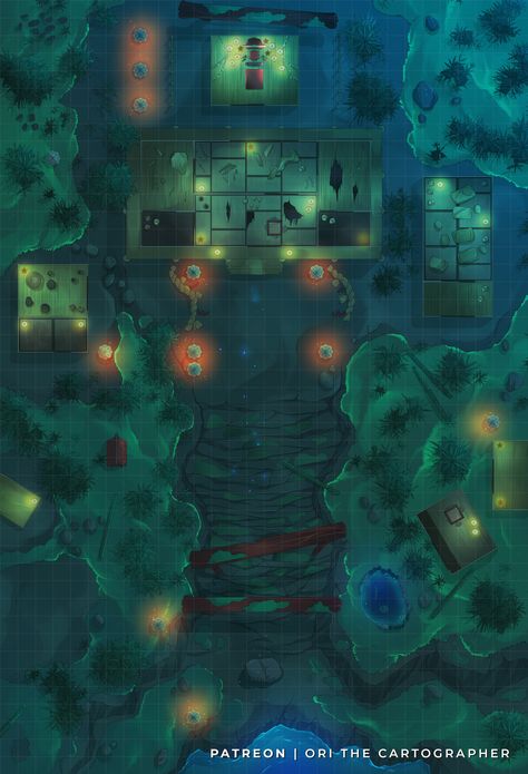 Abandoned Shrine, Abandoned Interior, Asian Maps, Mega Dungeon, Pen And Paper Games, Dragons 5e, Village Map, Japan Temple, Japanese Village