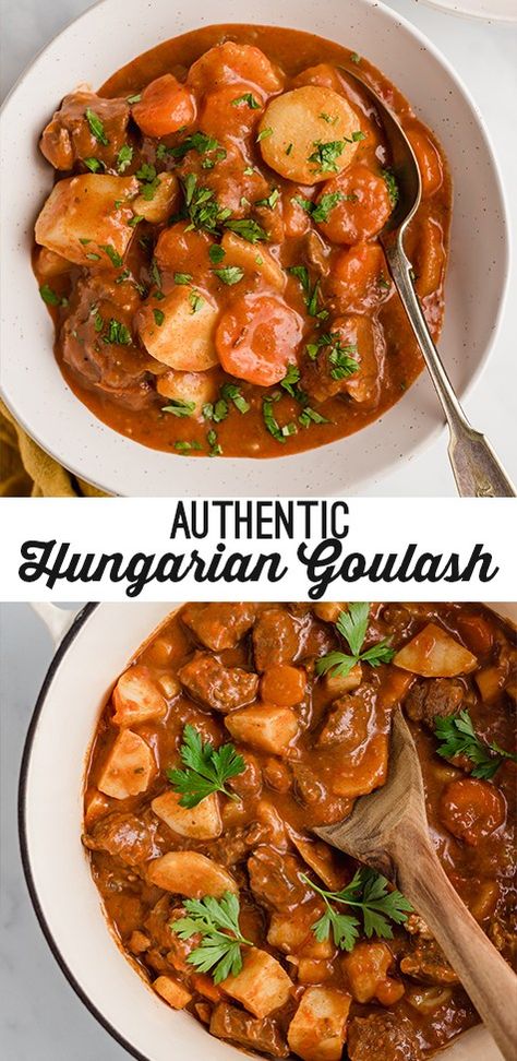 Hungarian Goulash, Hungarian Cuisine, Goulash Recipes, European Cuisine, Hungarian Recipes, Hearty Stews, Goulash, Gazpacho, Authentic Recipes