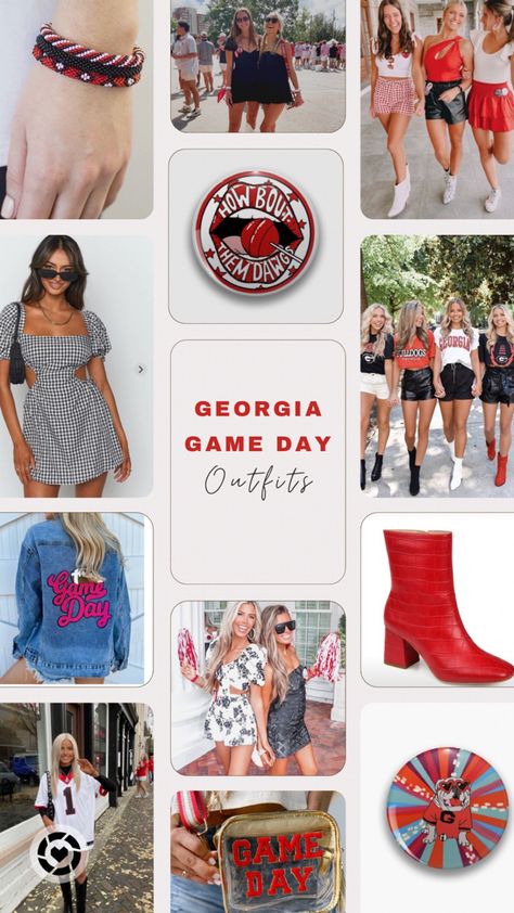 Georgia Game Day Outfits!! Georgia football, university of Georgia, football outfits, red and black football outfits, red and black game day outfits, fall football outfits, football jersey outfits, Athens Georgia, Dawgs football, cut football outfit, cute game day outfit, University of Georgia outfit, sorority girl outfit, sorority girl game day outfit, sec game day outfits, sec football, red and black, white and black game day outfit, white and red game day outfit, checkered dress, red boot Black Game Day Outfit, Sorority Girl Outfit, Fall Football Outfits, Red Game Day Outfit, Sorority Girls Outfit, Georgia Game Day, Uga Gameday Outfit, Fall Football Outfit, Uga Gameday