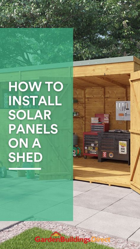 Solar Panel Shed, Installing Solar Panels, Shed Solar Power Diy, She Shed Salon Ideas, How Solar Panels Work, Solar Shed, Garden Huts, Solar Panel Lights, Off Grid Solar Power