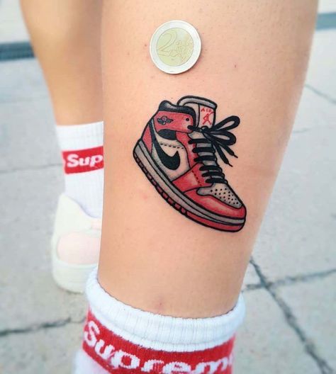 Nike Tattoo Designs Nike Tattoo, Jordan Tattoo, Basketball Tattoos, Mangas Tattoo, Shoe Tattoos, Birthday Tattoo, Custom Temporary Tattoos, Egyptian Tattoo, Temp Tattoo