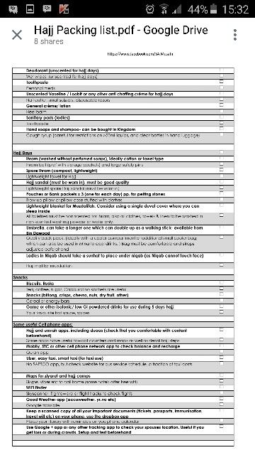 Hajj packing list 2 Hajj Packing List, Diy Arts And Crafts, Packing List, Diy Art, Google Drive, Ramadan, Diy Artwork