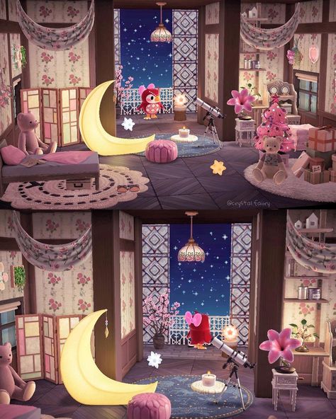 𝓭𝓪𝓷𝓲 🧚🏼‍♀️ on Instagram: “much like her downstairs observatory, Celeste’s upstairs bedroom also has a balcony where she can look out and watch the stars ✨ after all,…” Observatory Bedroom, Acnh Observatory Ideas, Acnh Observatory, Acnh Star Design, Acnh Fairytale, Olivia Animal, Home Observatory, Acnh Tips, Acnh Hhp