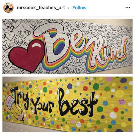 School Wall Art Ideas, Art Room Doors, Art Bulletin Boards, Art Room Posters, Art Classroom Management, Positive Reminders, Group Art Projects, Elementary Art Rooms, Collaborative Art Projects