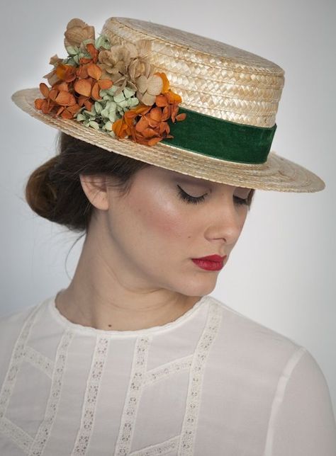 Topi Vintage, Sanggul Modern, Edwardian Hat, Handmade Hats, Simple Scarf, Floral Hat, Boater Hat, Elegant Hats, Hair Adornments