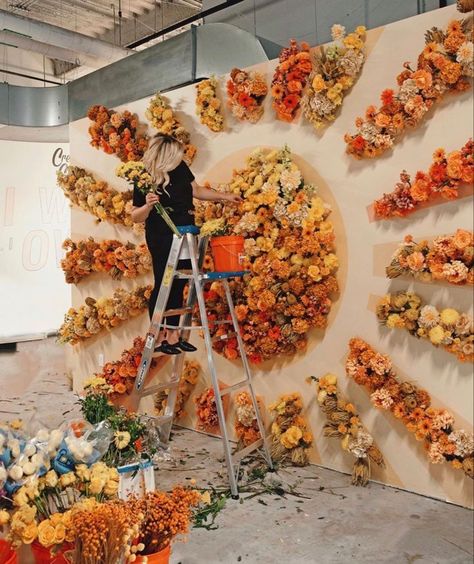 sunshine Flower Installation, Diy Event, Event Inspiration, Event Styling, Without You, Wedding Backdrop, Flower Wall, Crafts Diy, Floral Decor