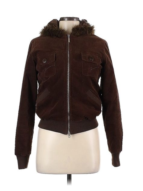 Guess Jacket Size: Medium Jackets & Outerwear - used. 100% RECYCLED POLYESTER | Guess Jacket: Brown Jackets & Outerwear - Size Medium 90s Brown Winter Outerwear, Fuzzy Brown Jacket, Brown Sherpa Outerwear With Pockets, Vintage Brown Long-sleeved Hooded Jacket, Cozy Brown Sherpa Outerwear, Brown Jacket, Outerwear Jackets, Clothes