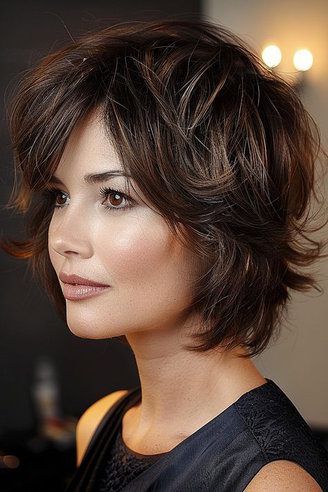 The Best Shaggy Bob Haircuts of 2024 Short Layered Haircuts Medium Length, Shaggy Chin Length Hair, Chin Length Haircuts For Thick Hair, Rachel Green Short Hair, Lisa Renna, Straight Short Haircut, Short Hairstyle With Layers, Short Shaggy Haircuts Choppy Layers, Lob Haircut Long