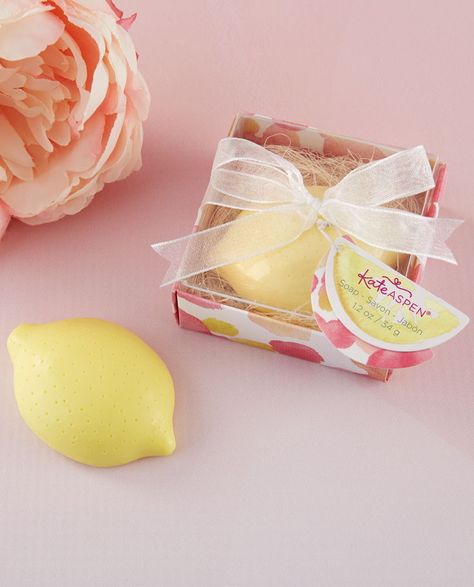 Keep things fresh and sweet at your wedding or bridal shower with Kate Aspen’s Lovely Lemon Soap! Packaged in a charming decorative box, these favors are ready for gifting to guests. | Lovely Lemon Soap | My Wedding Favors | #weddingfavors #bridalshower Practical Wedding Favors, Bottle Opener Favors, Soap Wedding Favors, Lemon Soap, Tropical Bridal Showers, Candy Wedding Favors, Tropical Bridal, Rustic Wedding Favors, Soap Favors