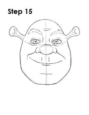 Simple Shrek Drawing, How To Draw Shrek Step By Step, Shreksy Shrek, Shrek Drawing Easy, Shrek Sketch, Shrek Drawing, Disney Pencil Drawings, Shrek Cake, Badass Drawings