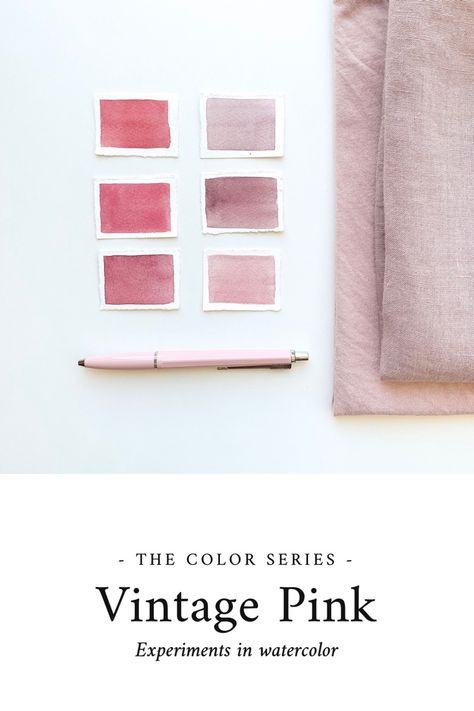 Learn what colors I used to mix vintage pink with watercolor paint. #watercolor #vintagepink #mauve #colormixideas How To Mix Pink Watercolor, Studio Aesthetics, Watercolor Pallet, Mixing Paint Colors, Millenial Pink, Watercolor Branding, Mixing Colors, Colour Shades, Watercolor Mixing