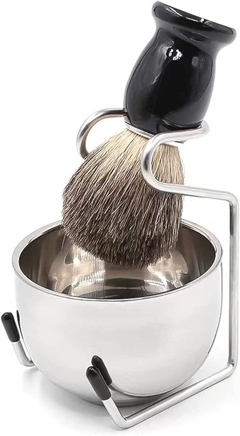 【3 in 1 Design】Elvielsl Men Shaving Brush Kit includes Shaving brush, Shaving soap bowl and Shaving brush holder. Small and lightweight, you can carry it with you. Ideal for at home, outdoor, travel use or business trip! 【High-Quality Material】Elvielsl Beard Brush is made of high-quality Boar Bristle Hair, which is not easy to shed, and the brush hair are soft and comfortable. The Shaving Bowl and Stand Holder are made of stainless steel, which are rust-proof and corrosion-proof, and durable. Soap Bowl, Men Shaving, Brush Stand, Wet Shave, Shaving Kit, Beard Brush, Phoenix Art, Brush Hair, Ornament Ideas