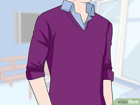 4 Ways to Wear a Sweater over a Dress Shirt - wikiHow Sweater Over Shirt, Dress Shirt Under Sweater, Ways To Wear A Sweater, Sweater Over A Dress, Shirt Under Sweater, How To Roll, Over Shirt, Shirt Sweater, Sleeves Dress