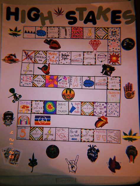 High Games For Adults, High Board Games Diy, Black Out Or Back Out Game Diy, Couple Board Games Diy, Drinking Board Games Diy Party Ideas, Crafts For Stoners, Get Drunk Board Game, Drunk Board Game Diy, Game Board Ideas Drinking