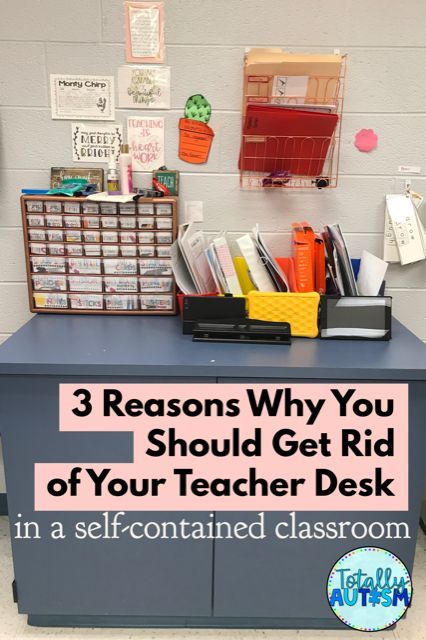 Teacher Desk Area, Teacher Desk Areas, Teacher Desk Organization, Classroom Prep, High School Organization, Classroom Desk, Teachers Toolbox, Self Contained Classroom, Elementary Activities