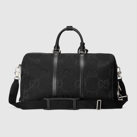 Shop the Jumbo GG small duffle bag in black at GUCCI.COM. Enjoy Free Shipping and Complimentary Gift Wrapping. Small Duffle Bag, Bags Gucci, Guccio Gucci, Bags For Men, Duffle Bags, Mens Luxury, Head Start, Beauty Items, Supply Chain