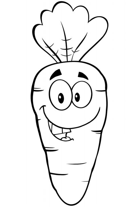 Cartoon Carrot Coloring Page - Free Printable Coloring Pages for Kids Carrot Drawing, Vegetable Coloring Pages, Carrot Colour, Vegetable Cartoon, Fruits Drawing, Easter Coloring Pages, Happy Cartoon, Easter Colouring, Easter Humor