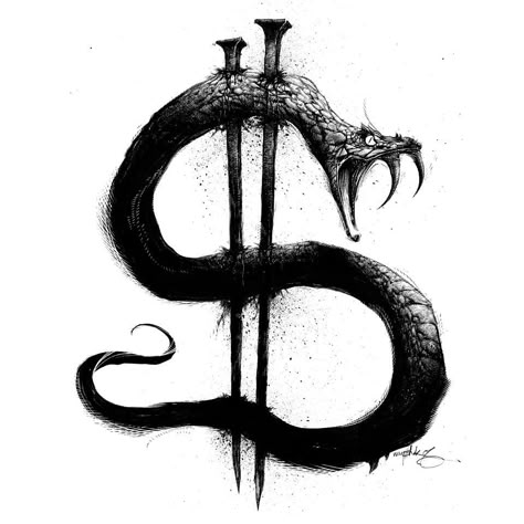 Jonathan Wayshak Acab Tattoo, Gotik Tattoo, Serpent Tattoo, Petit Tattoo, Snake Drawing, Money Tattoo, Snake Tattoo Design, Desain Editorial, Snake Art