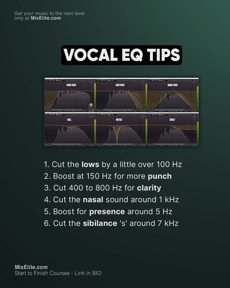 Free Mixing Crash Course 👉 MixElite.com/free-course ⁠ Happy producing!⁠ ⁠ ⁠MixElite.com⁠  ⁠#mixelite #beatmakersworld #mixing #musicproducersbelike #flstudio #musicproducerlife #studio #flstudioproducer #mixingmusic #rapartist #fruityloops #producing #musicproducertips #rappers #hiphop #flstudiomemes #beatmakersworldwide #musicproducerslifestyle #beatmaker #mixingtips #musician #newhiphop #trapmusic #flstudiobeats Mixing Vocals, Ableton Tips, Recording Studio Diy, Youtube Tools, Music Hacks, Producing Music, Music Engineers, Music Theory Lessons, Audio Ideas