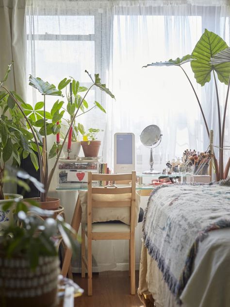 This Family of 3 Lives Big in a Tiny Studio Thanks to a Closet-Turned-Bedroom | Apartment Therapy Tiny Boho Bedroom, Ikea Trofast, Son Bedroom, Tiny Studio, Family Of 3, Diy Plant Stand, Entryway Wall, My Apartment, Above Bed