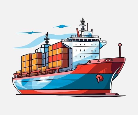 Container ship illustration vector resea... | Premium Vector #Freepik #vector #shipment #logistics-shipping #cargo-container #logistics-cargo Ship Poster Design, Cargo Vessel Ships, Ship Illustration Vector, Container Ship Illustration, Cargo Ship Drawing, Cargo Ship Illustration, Container Illustration, Mechanic Logo Design, Ship Illustration