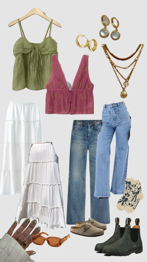 #granolagirlaesthetic #granola #outfitinspo Summer Picnic Outfit Aesthetic, College Outfits Granola, Coastal Granola Aesthetic Outfits, Earthy Granola Aesthetic, Summer Road Trip Aesthetic Outfits, Christian Boho Outfits, Granola Concert Outfit Summer, Granola Skirt Outfit, Hippie Granola Outfits Summer