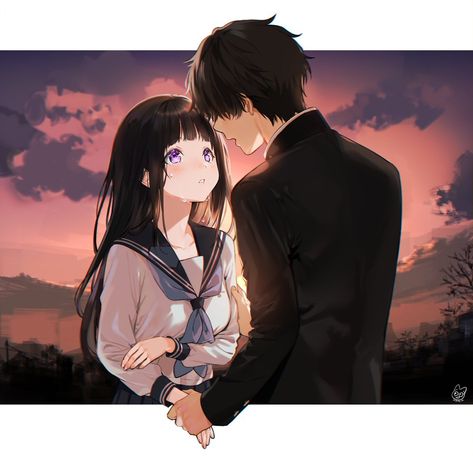 Oreki X Chitanda, Tsubaki Chou Lonely Planet, Anime Love Couple, Fanarts Anime, Anime Ships, Anime Scenery, Cute Anime Couples, Anime Love, Aesthetic Anime