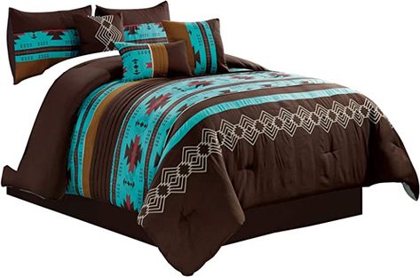 Navajo Bedding, Outdoor Themed Bedroom, Southwestern Bedding, Western Bedding Sets, Western Bedrooms, Cama Queen Size, Western Bedding, Embroidered Bedding, Bedroom Size