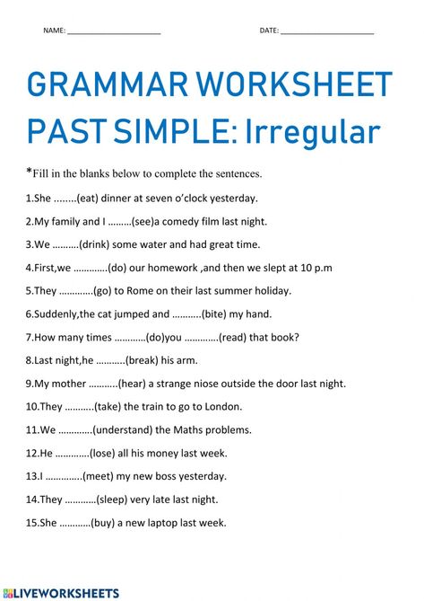 Irregular verbs Interactive worksheet Irregular Verbs Exercises, Teaching Spelling Rules, Irregular Verbs Worksheet, Helping Verbs Worksheet, Teaching Verbs, Verbs Worksheet, Verbs Activities, Verb Words, Irregular Past Tense Verbs