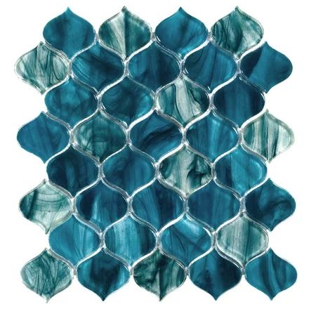 Marina Del Ray Arabesque Glass Mosaic Mcm Kitchen, Pool Bathroom, Floor And Decor, Polished Porcelain Tiles, Stone Backsplash, Glass Tile Backsplash, Farmhouse Ideas, Backsplash Tile, Bathroom Redo