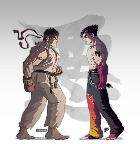 Ryu X Jin by Seeso2D Street Fighter X Tekken, Tekken Jin Kazama, Tekken X Street Fighter, Street Fighter Tekken, Super Smash Bros Videos, Capcom Vs, Game Pics, Street Fighters, Jin Kazama