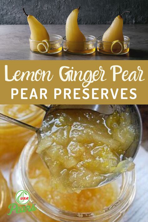 Pear Preserves Recipe, Pear Recipes Easy, Canning Pears, Pear Preserves, Ginger Pear, Lemon Juice Benefits, Canned Pears, Pear Jam, Jam Recipes Homemade