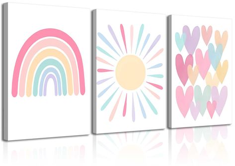 PRICES MAY VARY. 【Pink Nursery Wall Art Size】:12x16in(30x40cm), wall art is already perfectly stretched over solid wooden frame and hooks have been mounted on panel, you could easily hang the framed canvas wall art on at any time. 【Pastel Rainbow Art Prints】: Let the nursery come alive with the vibrant hues of a rainbow. This heartwarming affirmation adds a touch of warmth to the nursery, creating a space filled with love and joy. 【Kids Room Decor】: Our Pink Nursery Wall Art Decor Baby Girl Canv Pastel Rainbow Bedroom Decor, Painting For Classroom, Girls Room Rainbow, Rainbow Decor Bedroom, Sunshine Painting, Decorating Toddler Girls Room, Rainbow Room Decor, Rainbow Girls Room